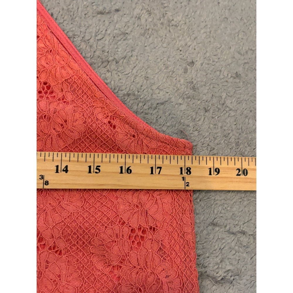 Cable & Gauge Coral Pink Floral Lace Halter Top Crochet Trim Keyhole Back Large - Picture 3 of 7